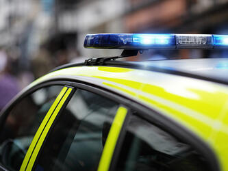 police car with blue lights